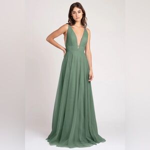 Jenny Yoo Kaelyn bridesmaid dress in eucalyptus